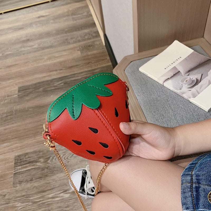 JienClound Little Girl Strawberry Purse Mini Crossbody Handbag Fashion PU Leather Clutch Shoulder Bag for Girl's holiday gift - Image 5